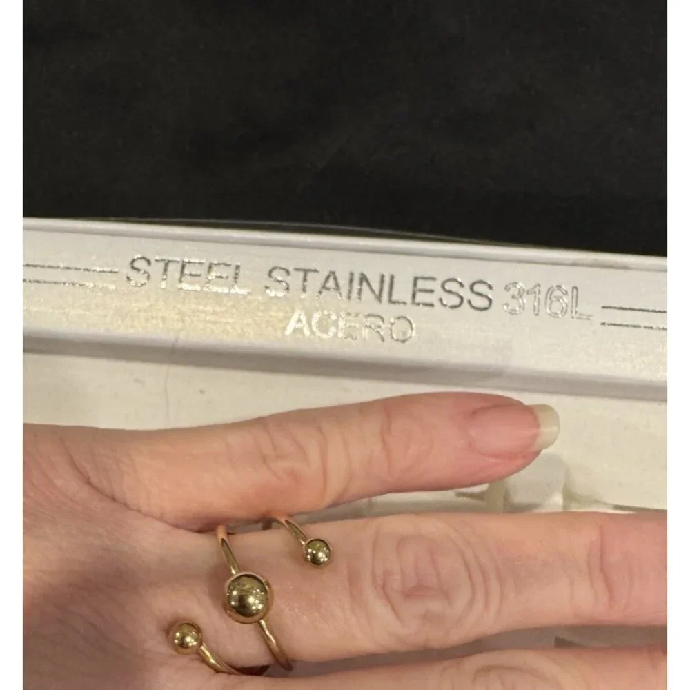 Acero Gold Coiled Balls Stacked Womens Ring Gold Stainless Steel 316L 17 US 7